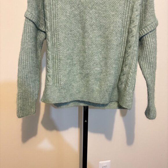 Madewell Havener Frosted Sage Alpaca Wool Blend Cable Sweater - Picture 8 of 13